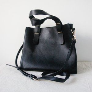 Simple Black Satchel Shoulder Bag